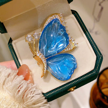 XSB142 - Blue wing butterfly brooch
